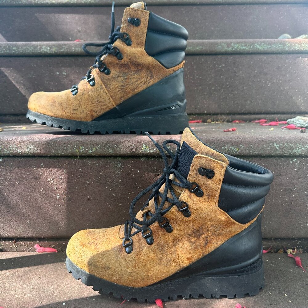 The North Face Cryos Size 7 Waterproof Winter Boots Brown Distressed Leather
